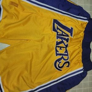 MENS LOS ANGELES LAKERS JUST DON STITCHED BASKETBALL SHORTS X LARGE